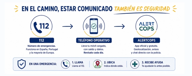 Recursos para el Camino de Santiago - Actualizado al 2026 9 Seguridad y comunicación en el Camino de Santiago: 112 y AlertCops